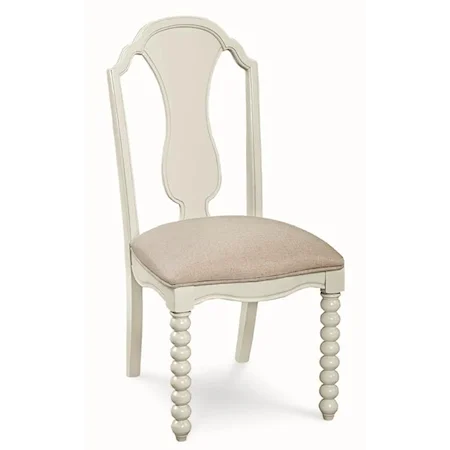 Boutique Side Chair with Upholstered Seat and Bobbin Legs